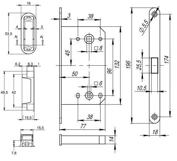 RM1895 SC защелка магнитная сантехническая, цвет: матовый хром RUCETTI