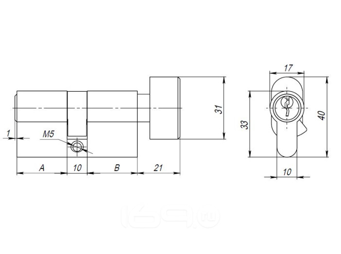 Цилиндровый механизм (AX102/60) LM/AX1002Knob60 (25+10+25)/HD CP хром (3 Keys)