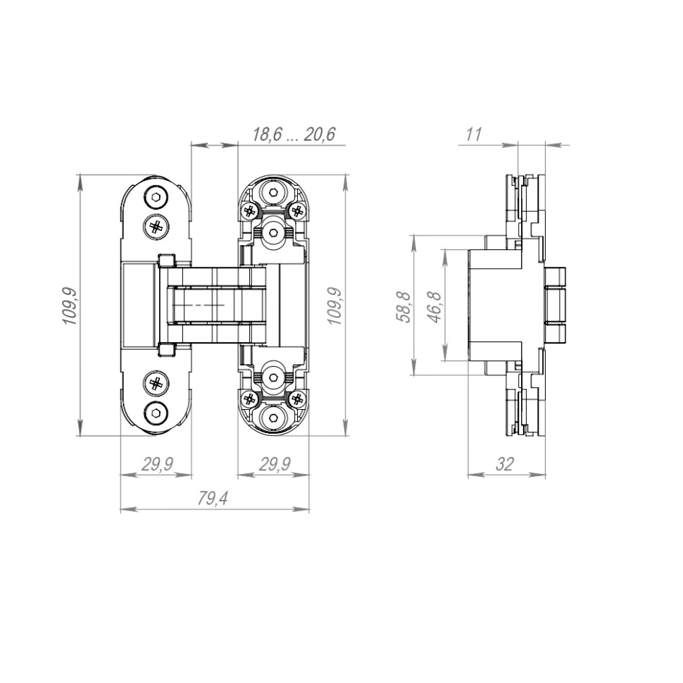 Декоративная накладка для скрытой петли U3D2000 2шт. (DOOR) (2) BL черный