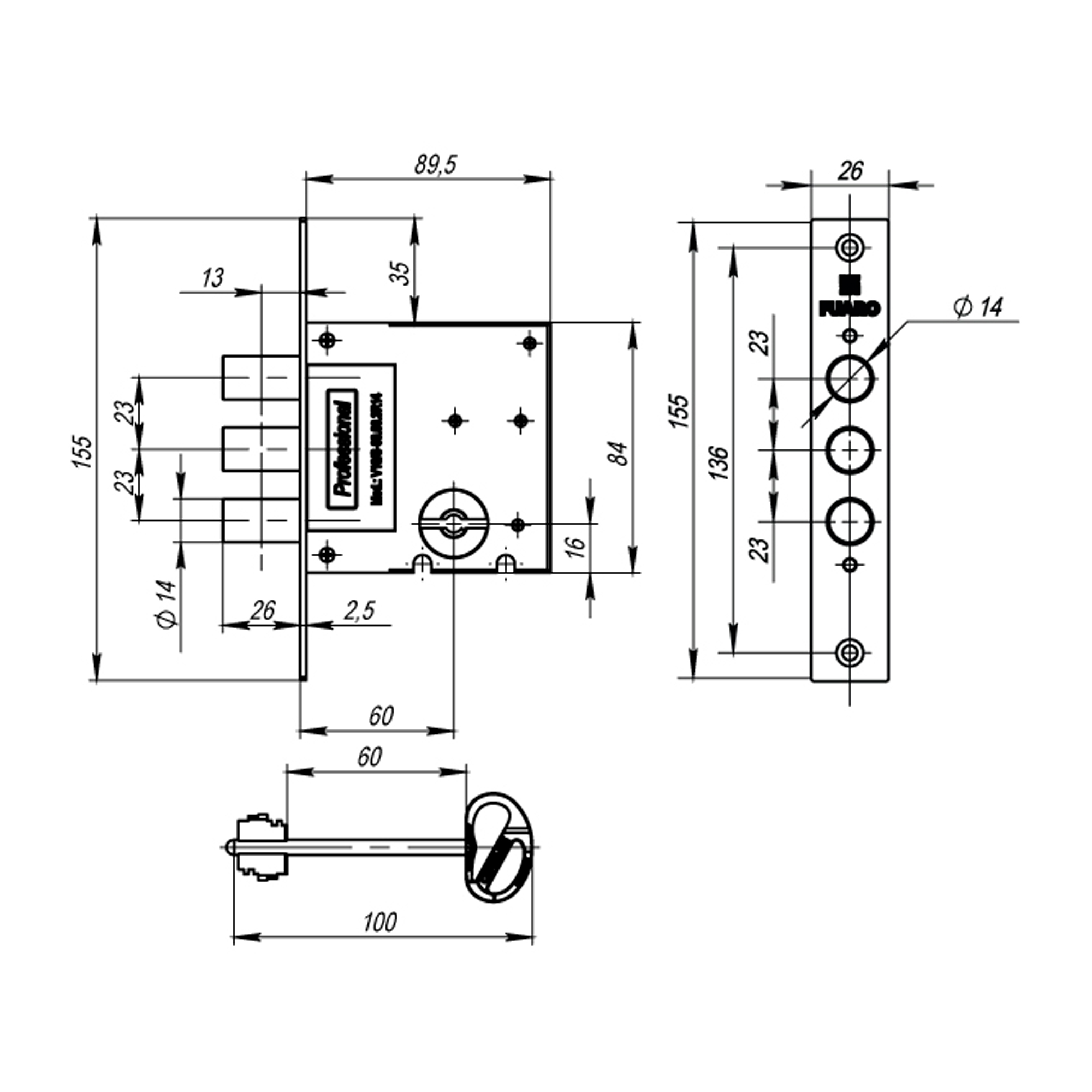 Замок врезной сувальдный MDV10/S-60.00.3R14 5key