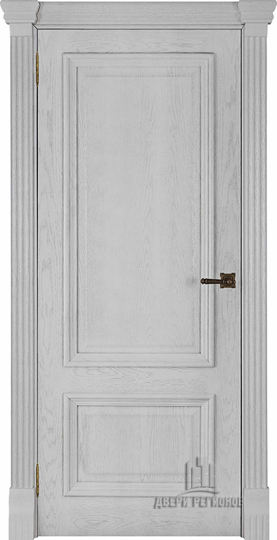 Дверь межкомнатная Корсика (широкий фигурный багет) Дуб Patina Bianco Глухая