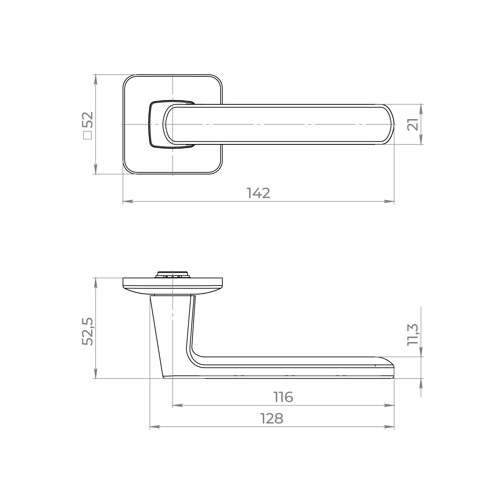 Ручка раздельная K.MD50.COMBO 140mm BL-24 черный - Правая