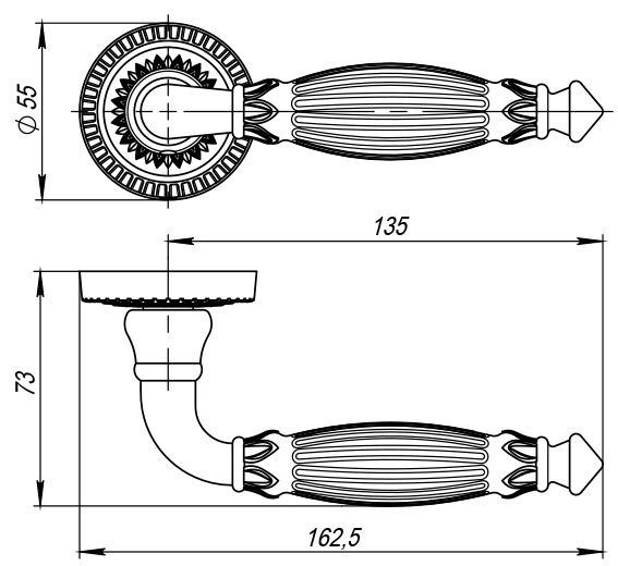 Накладка под цилиндр ET.R.CL55 (ET/CL) SILVER-925 серебро 925 - Левая