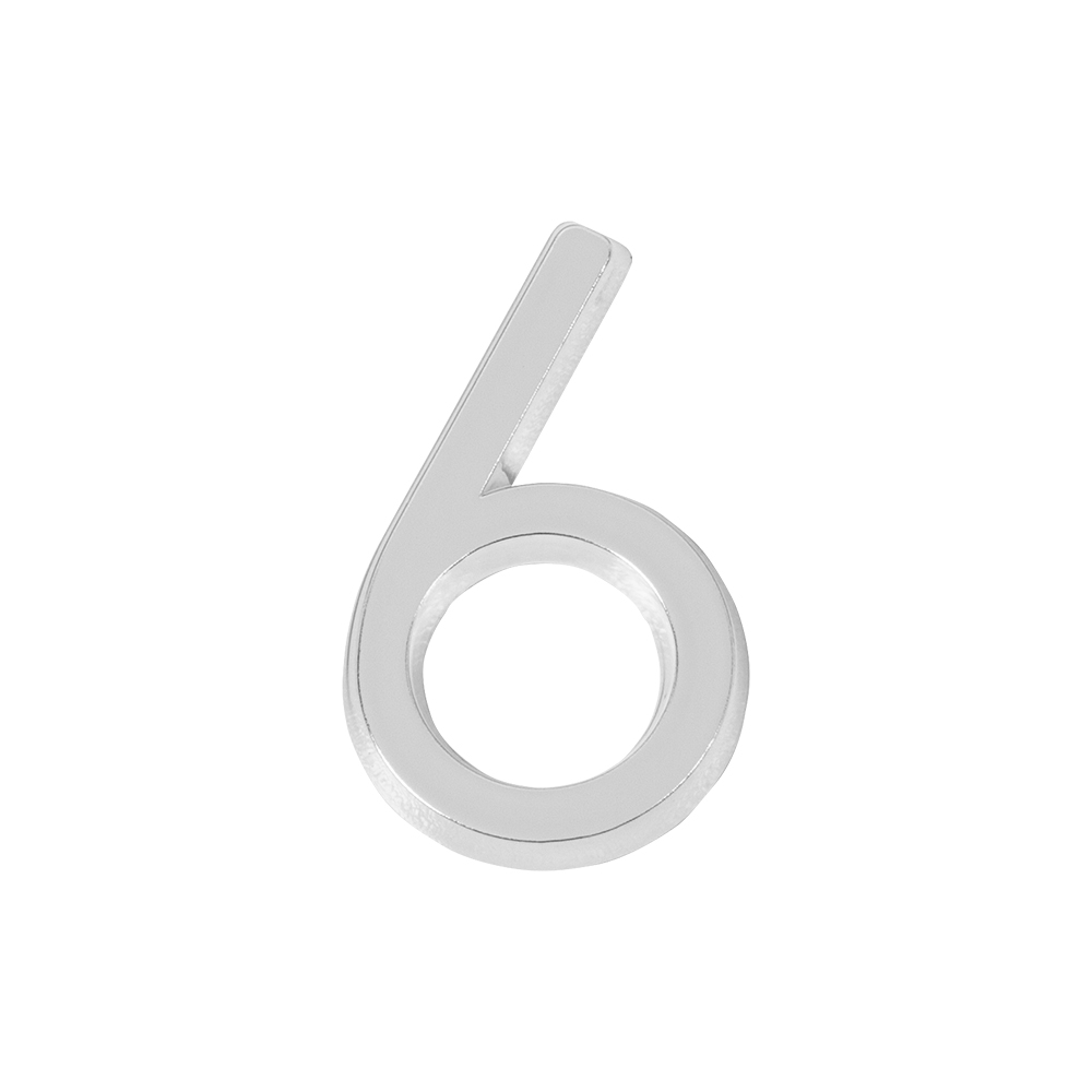 Цифра "6" самоклеящаяся ABS (50х37) (FUARO) CP хром