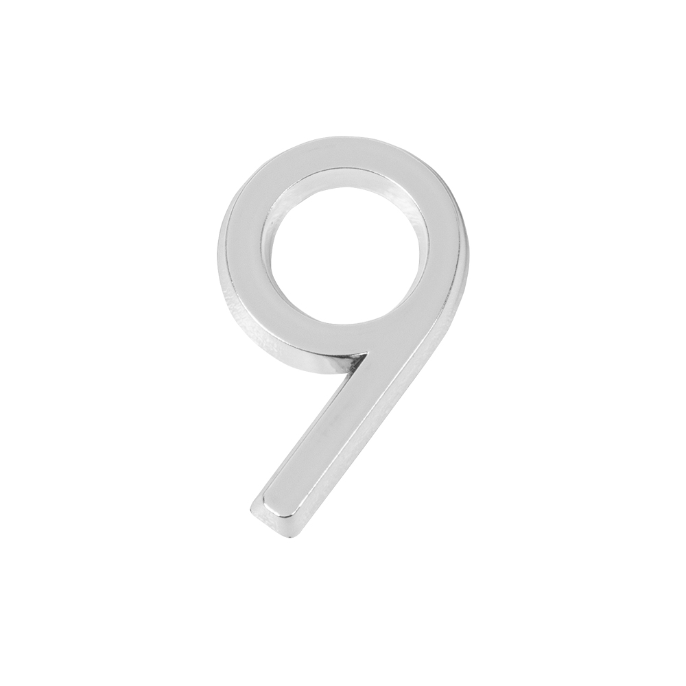 Цифра "9" самоклеящаяся ABS (50х37) (FUARO) CP хром