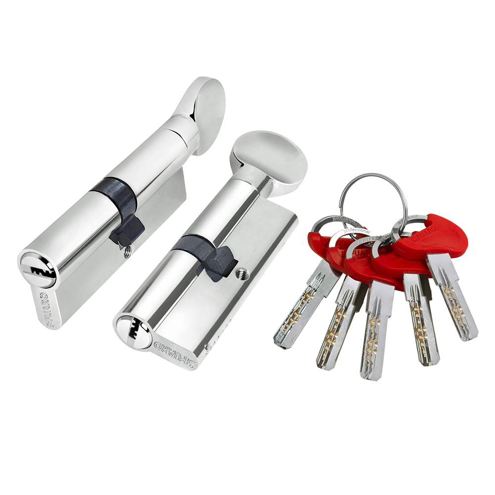 Цилиндровый механизм (D-PRO502-8/90) D-PRO5002-8Knob90(40+10+40) CP хром 5+1Key с верт. перекод.