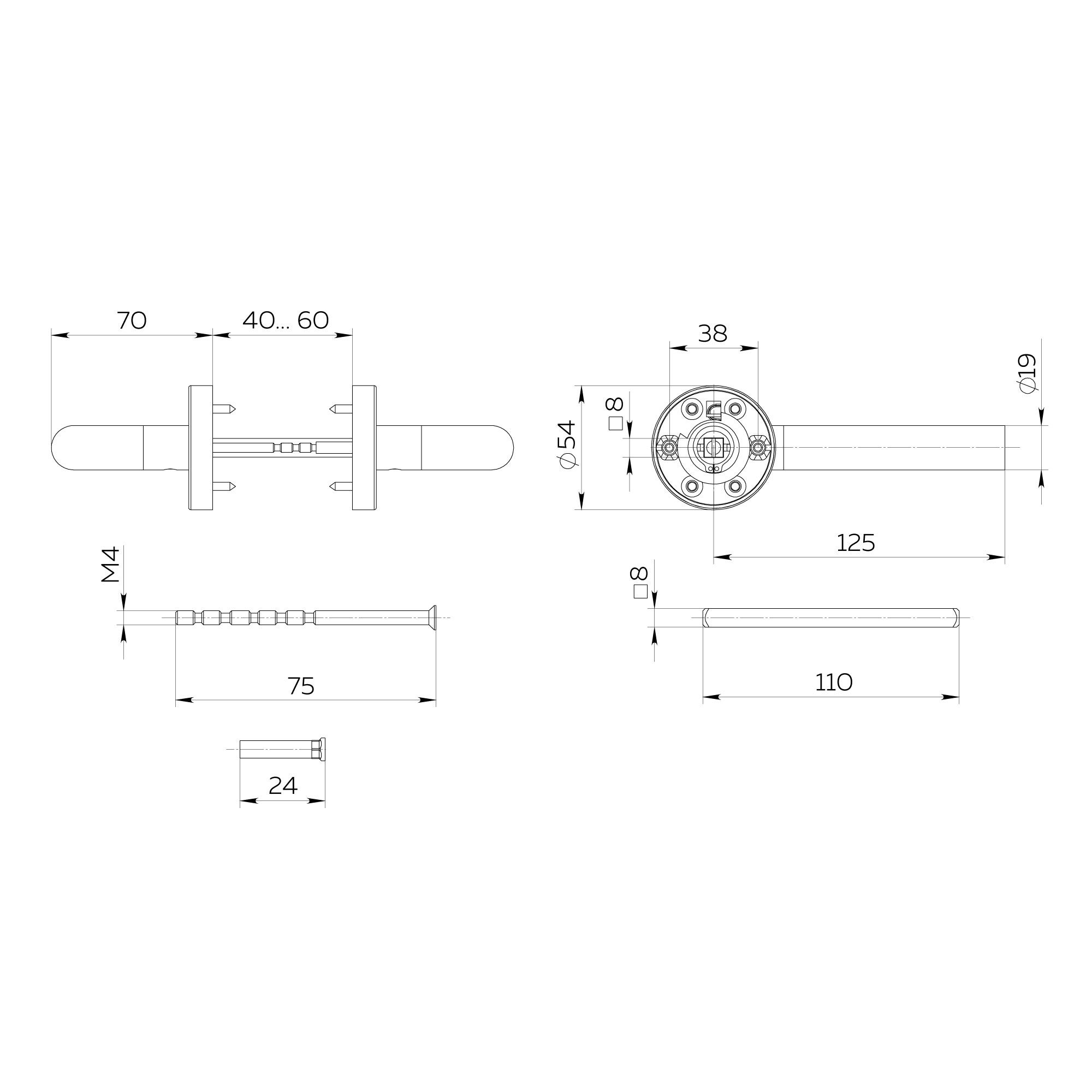 Ручка раздельная R.DSS201-0203/19 (DSS-0203/19) INOX 201 - Левая