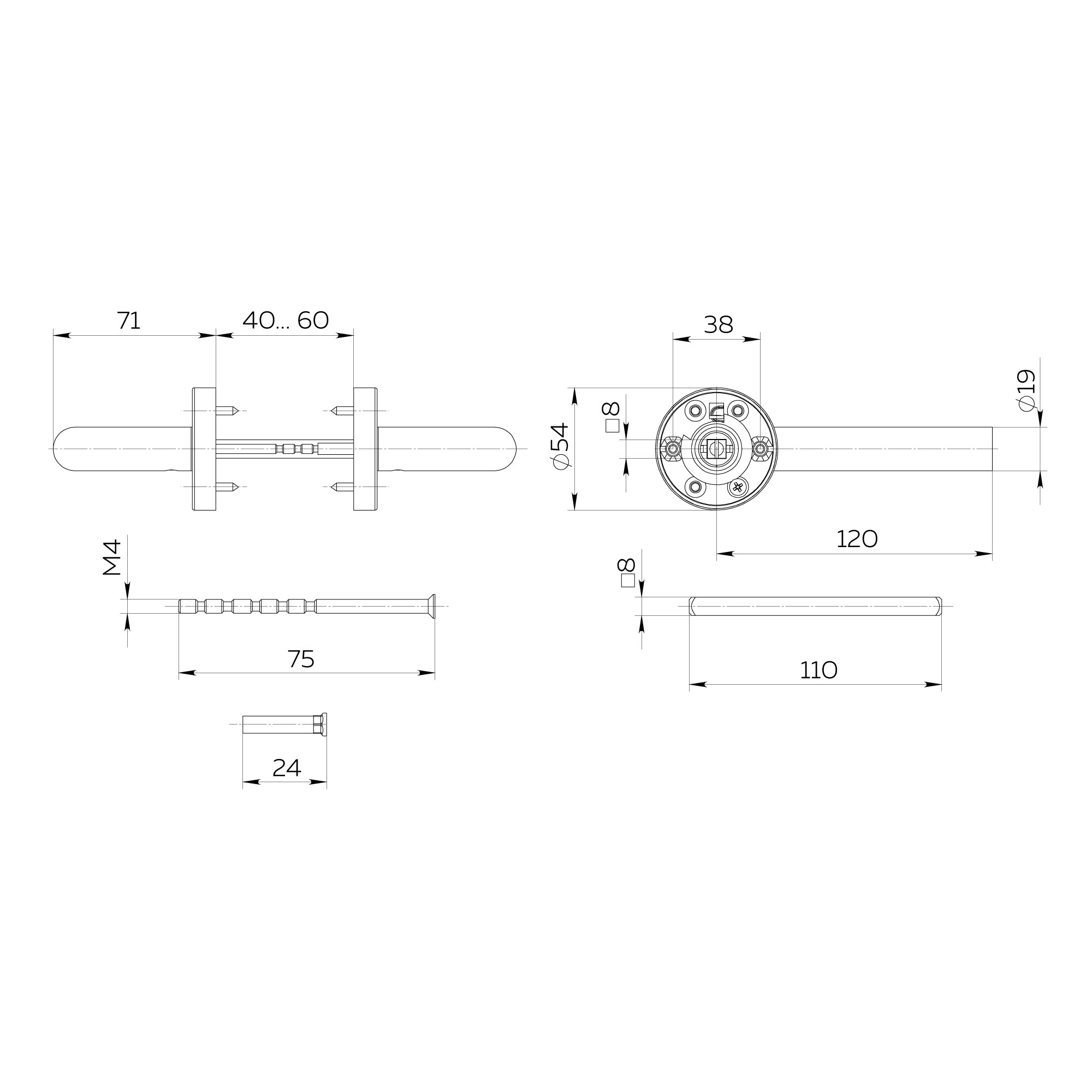 Ручка раздельная R.DSS201-0204/19 (DSS-0204/19) INOX 201 - Левая