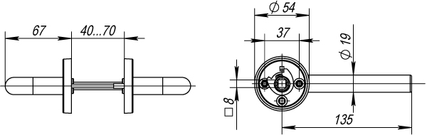 Ручка раздельная R.DSS304-0201/19 (DSS-0201/19) INOX 304 - Правая