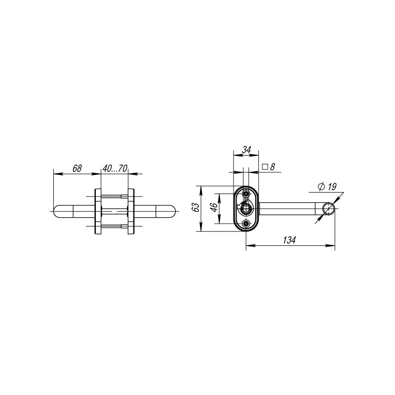 Ручка раздельная R.DSS304-0203P/19 (DSS-0203P/19) INOX 304 - Левая