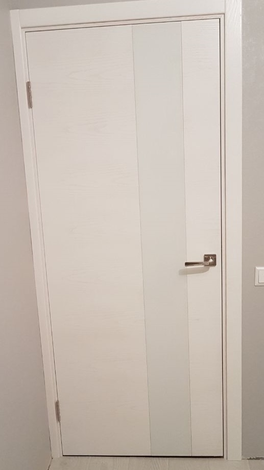 ДП Аметист-4 ТРИАДА 2000x800, шпон, акрил, ясень жемчуг, ст. белое лакобель, остекленное